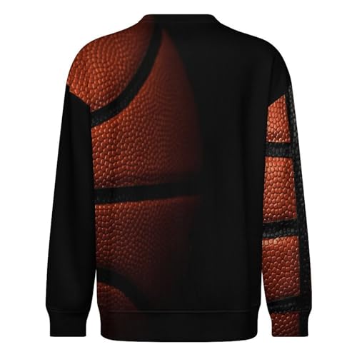 Basketball Ball Texture Crewneck Sweater Men Funny Crew Neck Sweater Long Sleeve Casual Lightweight Pullover4