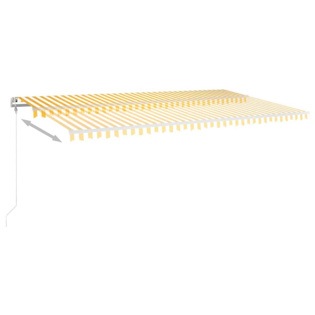 Toldo automático con iluminación LED y sensor de viento, 600 x 300 cm, color amarillo/blanco, resistente a los rayos UV y al agua, marco de aluminio, para terraza y balcón