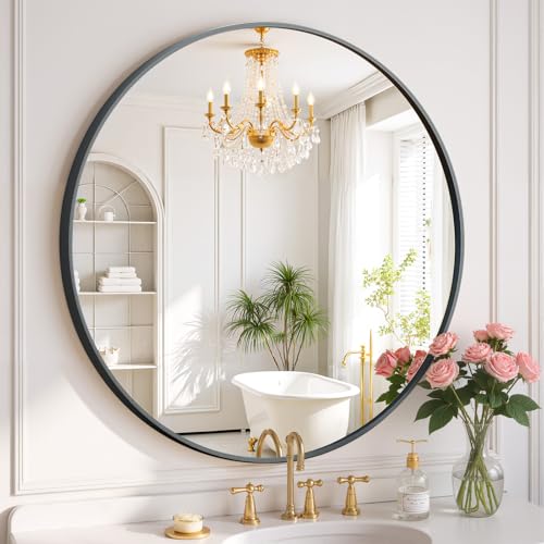 Round Wall Mirror 30 Inch Black