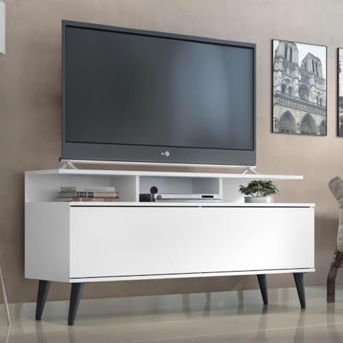 Rack Para Tv Até 50" Macaé Com Pes Retro Branco