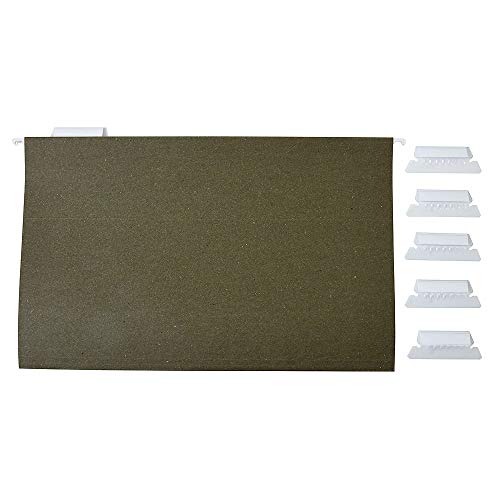 Staples Hanging File Folders, Legal Size, 5‑Tab, Standard Green &ndash; 25/Box
