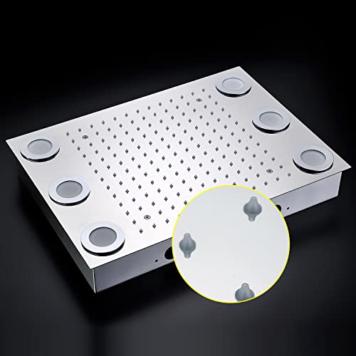 Cascada Luxurious 14" x 20" Large Multicolor LED Shower System con Control Remoto y Mezclador de Ducha 3 Vías (Lluvia, 6 Jets de Masaje y Ducha de Mano) (Oro Rosado) miniatura 5