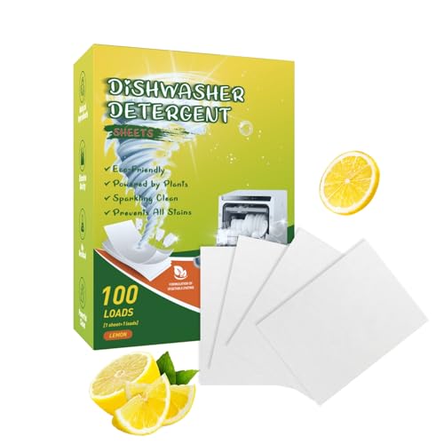 KUIRUNRX® Limpiador para Lavavajillas, Paquete de 100 Descalcificadores de Limpieza Profunda, Limpieza Profunda y Potente contra Grasa & Cal, Solubles Rápidamente, Sin Residuos (Limón)