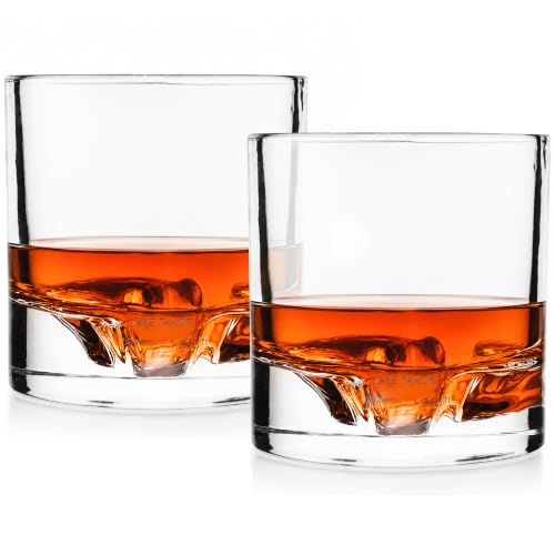 Image of LIITON Lake Tahoe Whiskey Glasses, Set of 2, 10oz, Bourbon Glass | Thick Freezable Crystal Rock Glasses, Old fashioned Whiskey Gifts for Men, Cocktails, Scotch Glasses