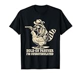 Vintage Western Humor Raccoon Overstimulated Cowboy Raccoon T-Shirt - Unisex Adult, Black, Small