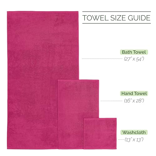 Image of Elegant Comfort Luxury 6-Piece Towel Set, Premium Soft 100% Turkish Cotton, Three Line Popcorn Design 2 Bath Towels, 2 Hand Towels and 2 Washcloths Towel Set - Quick-Drying and Absorbent, Hot Pink