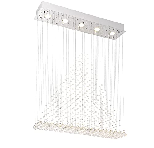 Image of CRYSTA WORLD Raindrop K9 Crystal Modern Chandelier for Home (Piraamid, L22 /W5 /H18)(AC /DC)