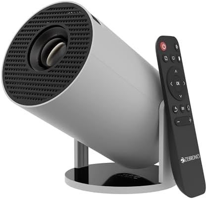 Zebronics PixaPlay® 73 Android Smart Projector, 720p Native, Support 4K, OTT Apps (Netflix, PrimeVideo, Hotstar), 200° Rotatable, 3300 Lumens, Auto Keystone, Miracast, 3W Speaker, 130" Screen, WiFi|BT