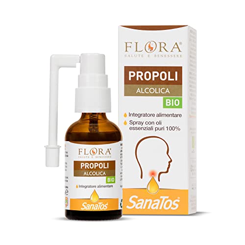 FLORA I Balsamici Propoli Alcolico 30 ml, BIO-CODEX - Spray orale Integratore alimentare a base di propoli e oli essenziali puri 100% Lenitivo e protettivo del cavo orale