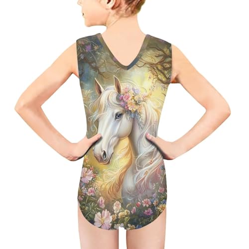 Image of Xpyiqun Swimsuits for Girls 3-14 V Neck Sleeveless Bathing Suit Summer Sport One Piece Swimwear Beach Swimming