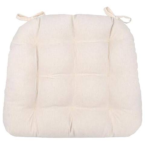 Barnett Home Decor Cotton Duck Natural Dining Chair Pad with Ties Cover