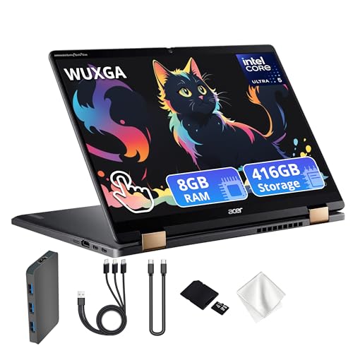 Acer Plus Spin 714 14 WUXGA Touch 2-in-1 Chromebook Intel Core Ultra 5 115U 8GB LPDDR5 416GB Storage(256GB SSD&160GB Dock Station) Intel Graphics Backlit Keyboard QHD Webcam Chrome OS Gray