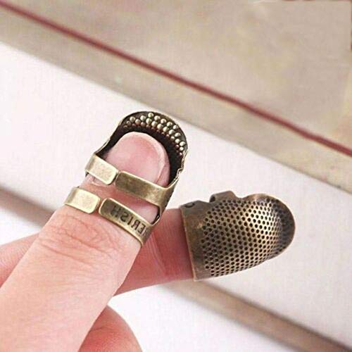 （2Pcs）Sewing Thimble Finger Protector, Adjustable Finger Metal Shield Protector Pin Needles Sewing Quilting Craft Accessories Diy Sewing Tools (M) #TOP1
