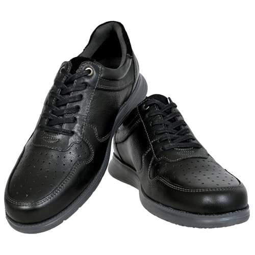 Image of Hx London Leather Men Perforations Round Toe Lightweight Sneakers