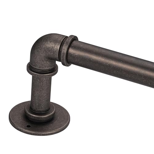 Industrial Pipe Curtain Rod 18 to 120 Inch,1 Inch Diameter Adjustable Wrap Around Curtain Rod,Metal Window Treatment Rods,Ideal as Your Kitchen,Bedroo