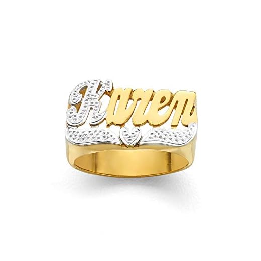 Allurelady Personalized Name Ring Unisex Custom Letter Initial Ring with Heart Gold-Plated Nameplate Ring for Women Girls