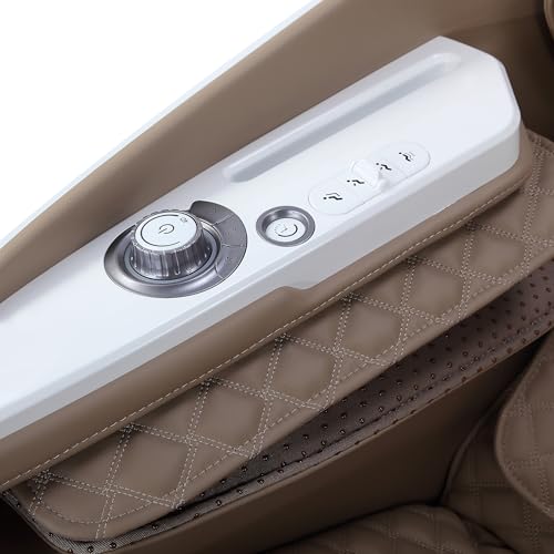 Image of ROBOTICVIBE RV7575 4D Massage Chair for Home | 18 Auto Programs | Health Detection Sensors | 143cm i-Open Flex Rail | 6 Aromatherapy Scents |Voice Control|Zero Gravity|Wireless Charging - White Brown