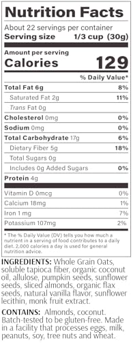 MyCerealMix Sugar Free Granola Vanilla Almond 24oz – Keto Friendly, High Fiber Diabetic Cereal, Gluten Free, Plant-Based, Monk Fruit Sweetened, Healthy Breakfast, No Sugar Added, Non-GMO