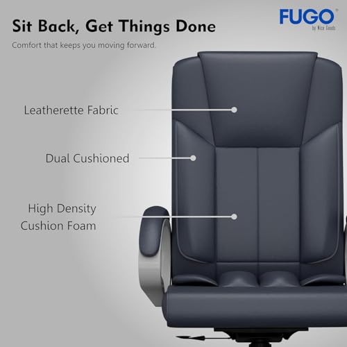 Image of FUGO FG17 Orthopedic Boss Chair with 3 Year Warranty, Leatherette Office Chair, Ergonomic Executive Chair with Spacious Cushioned Seat, Heavy Duty Metal Base, Rocking Function (Grey)