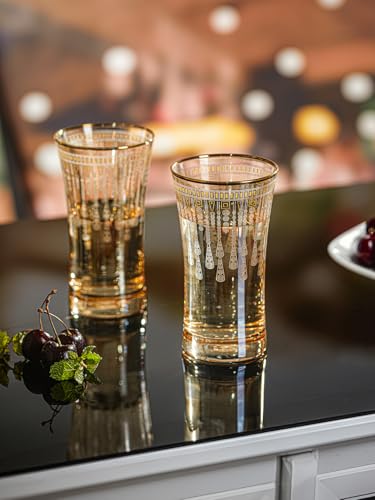Image of Trovea's Golden Brilliance Highball Glass, Set of 4, 220 Ml for Water, Juices, Drinks and Spirits