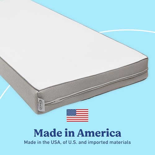 Image of Graco Essentials 6-Inch Mesh Crib & Toddler Mattress - Made in the USA, Firm Support for Infants, GREENGUARD Gold Certified Mattress for Baby Cribs, Removable and Washable Water-Resistant Cover