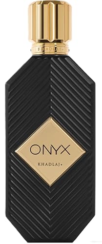 KHADLAJ PERFUMES - Eau de parfum Onyx Gold, 100 ml, frasco de cristal, perfume con aroma a vainilla de larga duración, extracto de perfume para hombre.