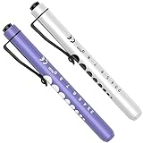 Diagnostikleuchte Pupillenleuchte, RISEMART 2 Stück Wiederverwendbare LED Stiftlampe mit Taschenclip alsr Krankenschwestern Ärzte Schüler Stiftlicht(Lila und weiß)