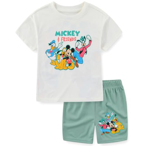 Disney Mickey Mouse Donald Duck Goofy Pluto Boys Short Sleeve T-Shirt and Mesh Short Set for Toddler and Big Kids