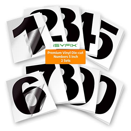 iSYFIX Black Vinyl Numbers Stickers - 5 Inch Self...