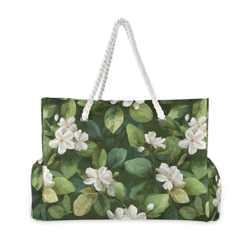 susiyo Jasmine Flowers Beach Bags for Women Large Travel Tote Bag Waterproof Sandproof Lightweight Swim Pool Bag for Family Outdoor2