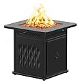 EAST OAK 28" Outdoor Propane Fire Pit Table | 50,000 BTU Gas Fire Pit Table for Outside with Magnetic Lid | Storage Basket & Lava Rocks | CSA Certified for Patio, Garden & Backyard | Black