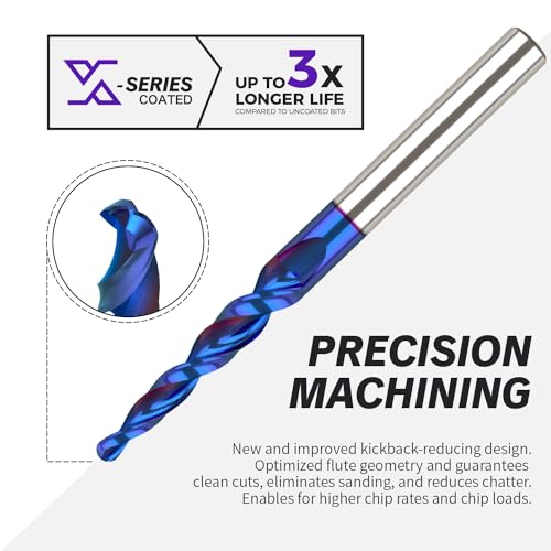 Image of ZahyoX 3D Carving Tapered Angle Ball Nose CNC Bit, 3.0 Degree NACO Coated Router Bit, 1 /16 inch Cutting Dia, 1 /32 inch Radius, 1 /4 inch Shank, 3 inch Overall Length, 2 Flutes, CNC Router Bits, CNC End Mill