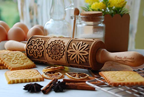 Paisley Embossed Rolling Pin For Baking, Engraved Rolling Pins For Springerle Cookies, Embossed Dough Roller, Carved Wooden Molds For Gingerbread #TOP19