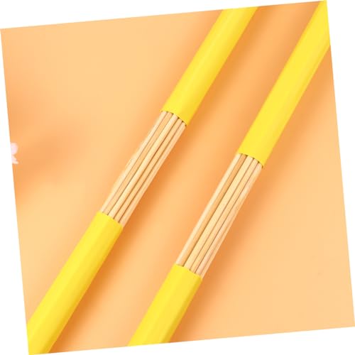 GALPADA 1 Par Baquetas de Cepillo de Madera para Jazz y Música Folk Amarillo Agarre Cómodo Diseño de Varilla para Tocar Más Suave y de Bajo Volumen miniatura 6