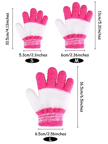 EBOOT 3 Pairs Kids Winter Knit Gloves Stretchy Full Finger Fluffy Mittens for Toddler Boys Girls 1-11 Years2