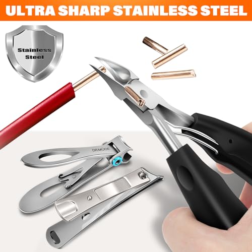 Profi Nagelknipser Fußnägel, DRMODE Zehen Nagelknipser Groß für Senioren Dicke Nägel mit Breiter Öffnung, Scharfer Nagelzwicker Nail clipper Langer Griff mit Schräg Gebogener Klinge