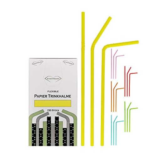 EventHeart - Pajitas de Papel Flexibles (150 Unidades, 24 cm, biodegradables)