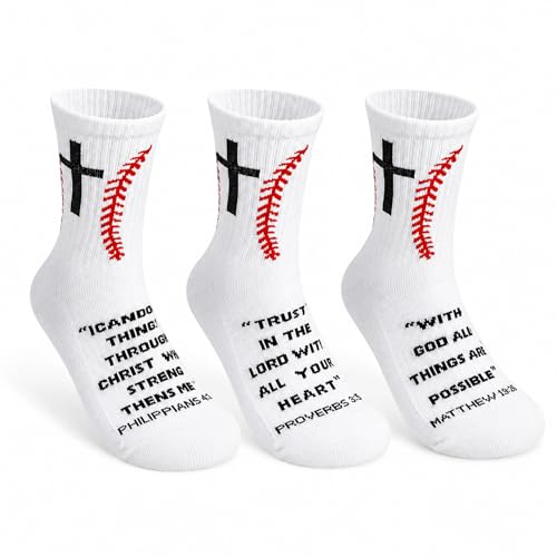 Image of Meudid 3 Pairs Baseball Cross Socks for Senior Night Gift Men Women US 6-13