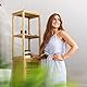Relaxdays Badregal Bambus mit 5 Ablagen, Standregal mit Schranktür HxBxT: 170 x 33,5 x 28 cm, Badschrank stehend, natur