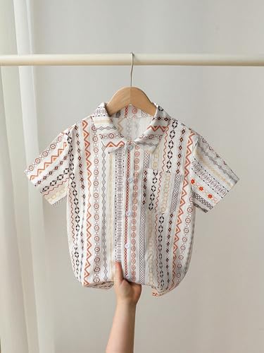 Image of TAGAS Toddler Boys' Striped Short Sleeve Casual Vacation Shirt|Polyester|Regular Fit