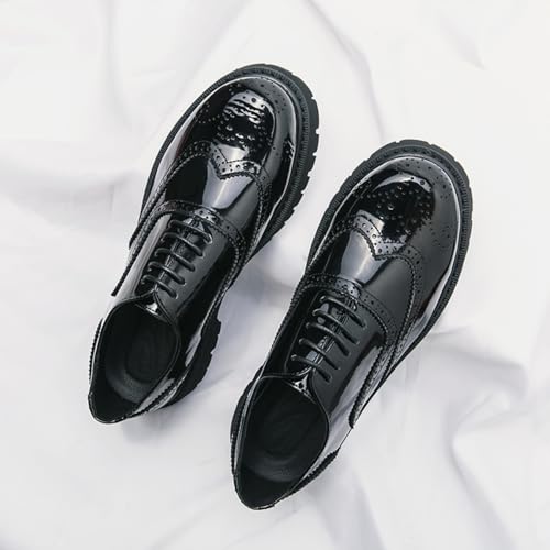 Chunky Loafers for Men, Men’s Leather Platform Loafers, Lug Sole Tassel Slip On Loafers Shoes Brogues Wingtip Casual Business Shoes Comfortable Dressy3