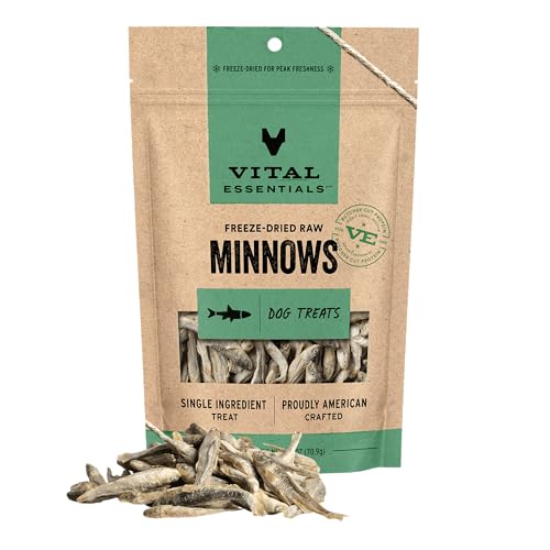 Vital Essentials Minnows Dog Treats, 2.5 oz | Freeze-Dried Raw | Single Ingredient | Premium Quality High Protein Training Treats | Grain Free, Gluten Free, Filler Free
