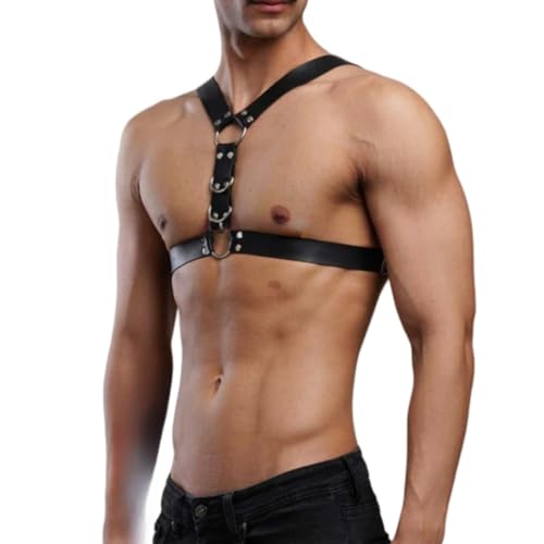 Fstrend Chest Harness for Men Belt Faux Leather Strap Black Fashion Rave Body Accessory4