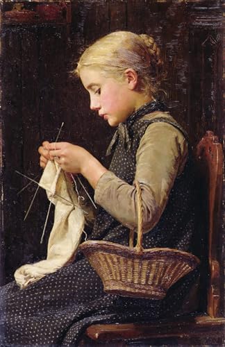 Tableaux peinture sur toile artistique de la fille au tricot décoration de prestige