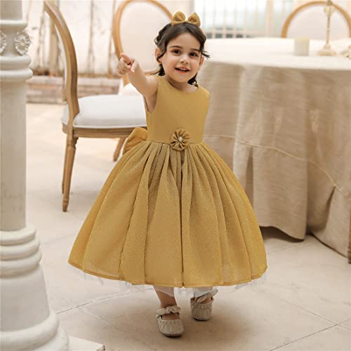 Image of TUIJI 0-6T Big Bowknot Toddler Baby Girls Formal Dresses Pageant Party Lace Embroidery Dress with Headwear