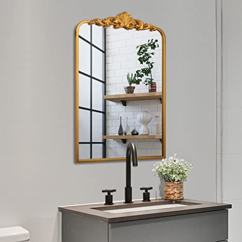 Ruomeng Traditional Wall Mirror, Bathroom Mirror Baroque Inspired Wall Décor, Gold Accent Mirror For Vanity Entryway And Living Room, 19” X 30.5” #TOP6