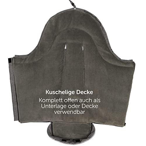 Zamboo Universal Fußsack Daunen für Babyschale und Babywanne - Winterfußsack für 3- oder 5-Punkt-Gurt, extra leicht und warm, mit Kapuze und Tasche - Grau