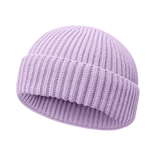 Image of Wool Fisherman Beanies for Men Women Short Cuff Knit Beanie Winter Warm Hats Trawler Hat Stylish Watch Cap