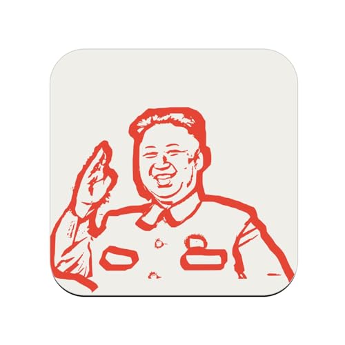 sous Verre en Bois - Kim Jong Un Dictateur Coree du Nord Communiste - 1 unité (95 x 95 mm)
