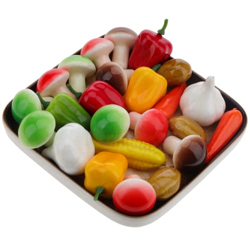 Meiwlong 50 PCS Verduras Artificiales Decoración Pimientos Falsos Seta Ajo Zanahorias Maíz Patata 